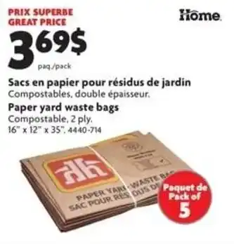 Home Hardware Paper yard waste bags 16" x 12" x 35" offer