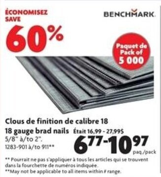 Home Hardware 18 gauge brad nails offer