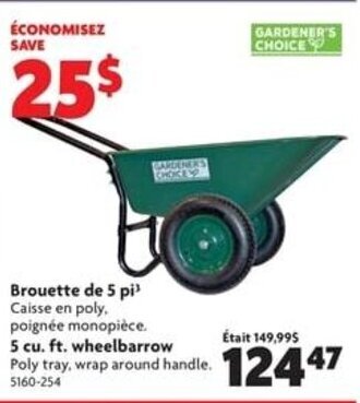 Home Hardware 5 cu. ft. wheelbarrow offer