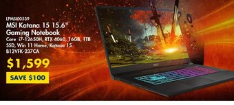 LPMS100539 MSI Katana 15 15.6" Gaming Notebook