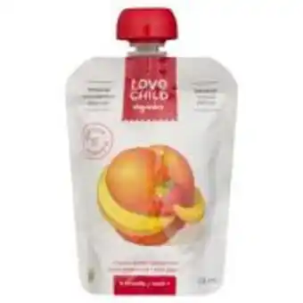 Calgary Co-op Love child organic banana, strawberries & peaches baby food offer