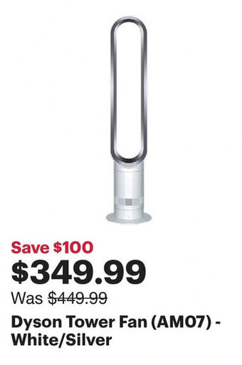 Best Buy Dyson Tower Fan (AM07) - White/Silver offer