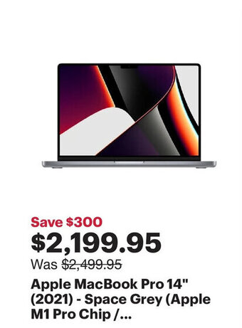 Best Buy Apple MacBook Pro 14" (2021) - Space Grey (Apple M1 Pro Chip /... offer