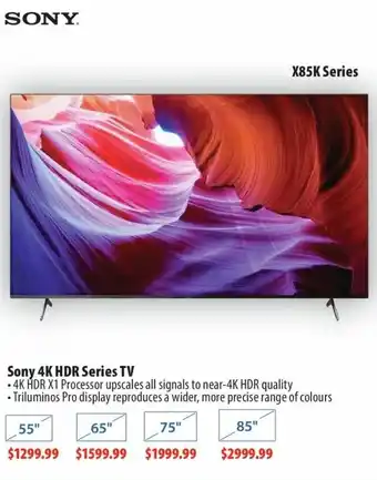 London Drugs Sony 4K HDR Series TV X85K Series 55" offer