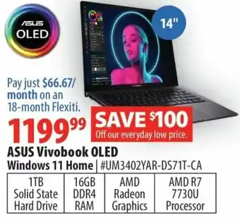 London Drugs ASUS Vivobook OLED Windows 11 Home | #UM3402YAR-DS71T-CA offer