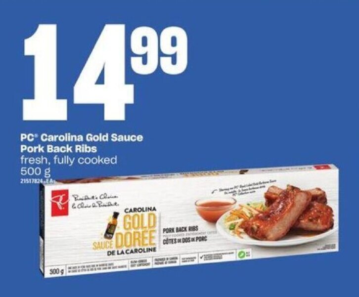 Zehrs Markets PC Carolina Gold Sauce Pork Back Ribs fresh, fully cooked offer