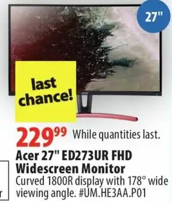 London Drugs Acer 27" ED273UR FHD Widescreen Monitor #UM.HE3AA.P01 offer