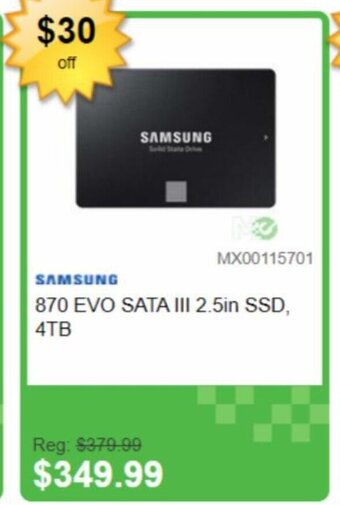 Memory Express SAMSUNG 870 EVO SATA III 2.5in SSD, 4TB offer