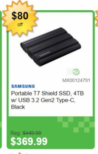 SAMSUNG Portable T7 Shield SSD, 4TB w/ USB 3.2 Gen2 Type-C, Black