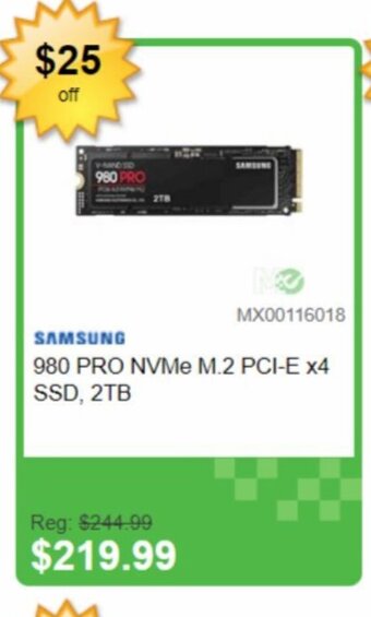 Memory Express SAMSUNG 980 PRO NVMe M.2 PCI-E x4 SSD, 2TB offer