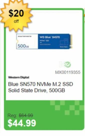 Memory Express Western Digital Blue SN570 NVMe M.2 SSD Solid State Drive, 500GB offer