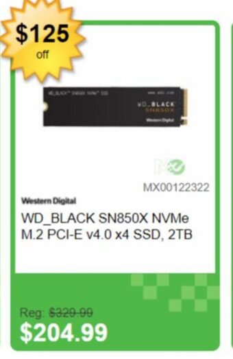 Memory Express Western Digital WD_BLACK SN850X NVMe M.2 PCI-E v4.0 x4 SSD, 2TB offer