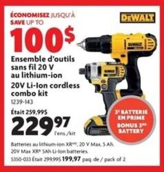 Home Hardware 20V Li-Ion cordless combo kit offer