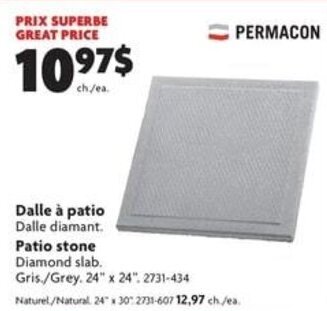 Home Hardware Patio stone Diamond slab. Grey. 24" x 24" offer