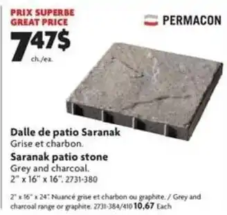 Home Hardware Saranak patio stone Grey and charcoal. 2" x 16" x 16" offer