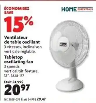 Home Hardware Tabletop oscillating fan 12". offer