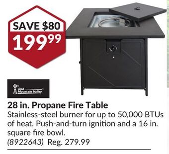 Princess Auto 28 in. propane fire table offer