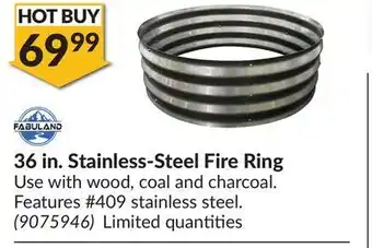 Princess Auto 36 in. stainless-steel fire ring offer