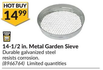 Princess Auto 14-1/2 in. metal garden sieve offer