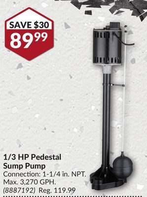 Princess Auto 1/3 hp pedestal sump pump offer