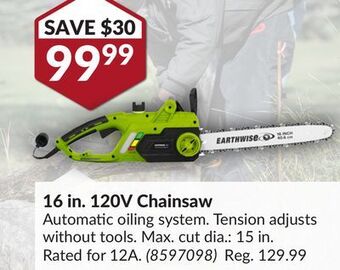 Princess Auto 16 in. 120v chainsaw offer