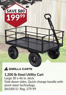 Princess Auto 1, 200 lb steel utility cart offer