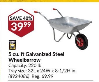 Princess Auto 5 cu. ft galvanized steel wheelbarrow offer