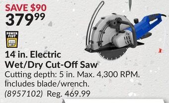 Princess Auto 14 in. electric wet/dry cut-off saw offer
