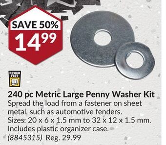 Princess Auto 240 pc metric large penny washer kit offer