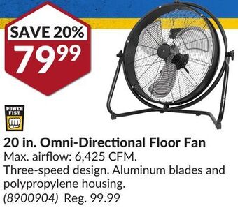 Princess Auto 20 in. omni-directional floor fan offer