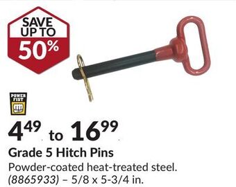Princess Auto Grade 5 hitch pins offer