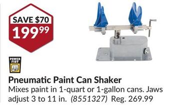 Princess Auto Pneumatic paint can shaker offer