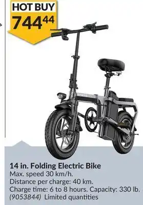 Princess Auto 14 in. folding electric bike offer