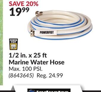 Princess Auto 1/2 in. x 25 ft marine water hose max offer