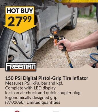 Princess Auto 150 psi digital pistol-grip tire inflator offer