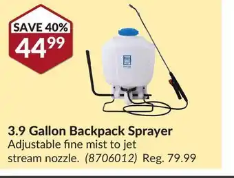 Princess Auto 3.9 gallon backpack sprayer offer