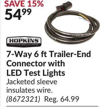 Princess Auto 7-way 6 ft trailer-end connector with led test lights offer