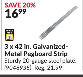 Princess Auto 3 x 42 in. galvanized-metal pegboard strip offer