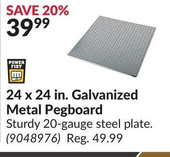Princess Auto 24 x 24 in. galvanized metal pegboard offer