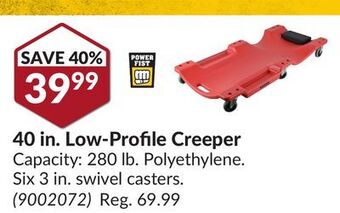 Princess Auto 40 in. low-profile creeper offer