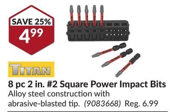 Princess Auto 8 pc 2 in. #2 square power impact bits offer