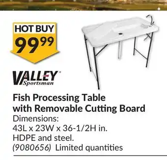 Princess Auto Fish processing table with removable cutting board offer
