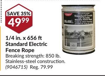 Princess Auto 1/4 in. x 656 ft standard electric fence rope offer