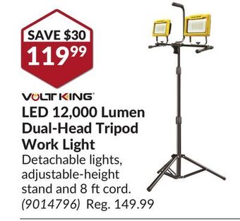 Princess Auto Led 12, 000 lumen dual-head tripod work light offer