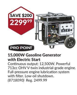 Princess Auto 15,000w gasoline generator with electric start offer