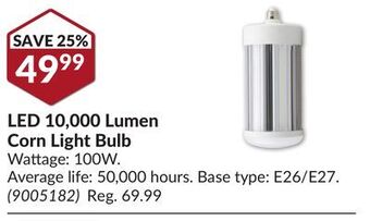 Princess Auto Led 10, 000 lumen corn light bulb offer