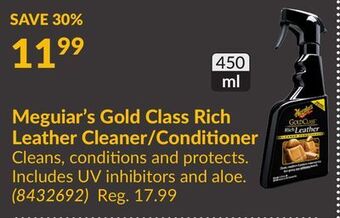 Princess Auto Meguiar's gold class rich leather cleaner/conditioner offer