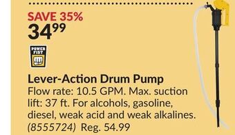 Princess Auto Lever-action drum pump offer