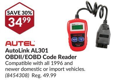Princess Auto Autolink al301 obdii/eobd code reader offer