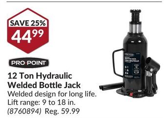 Princess Auto 12 ton hydraulic welded bottle jack offer